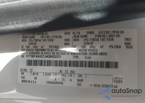 2018 Ford Transit-350 from USA, damaged, VIN 1FTBF4XG7JKB05223